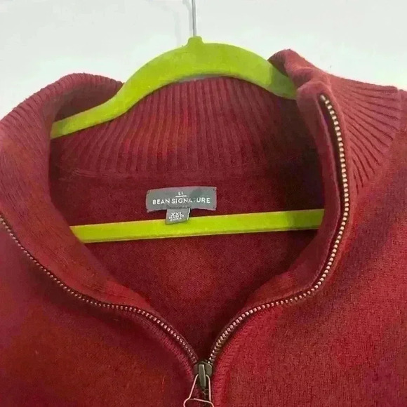 VTG LLBean Signature 100% Merino Wool 1/4 Zip Pullover. Size XXL. Maroon. - Picture 3 of 11